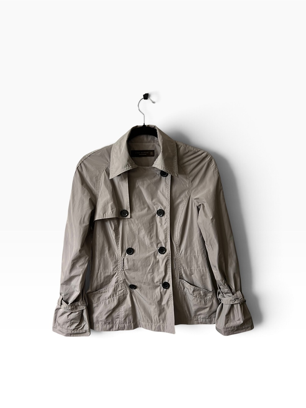 Zara Women’s Short, Double-Breasted Trench Coat/ Light Weight Utility Jacket, S